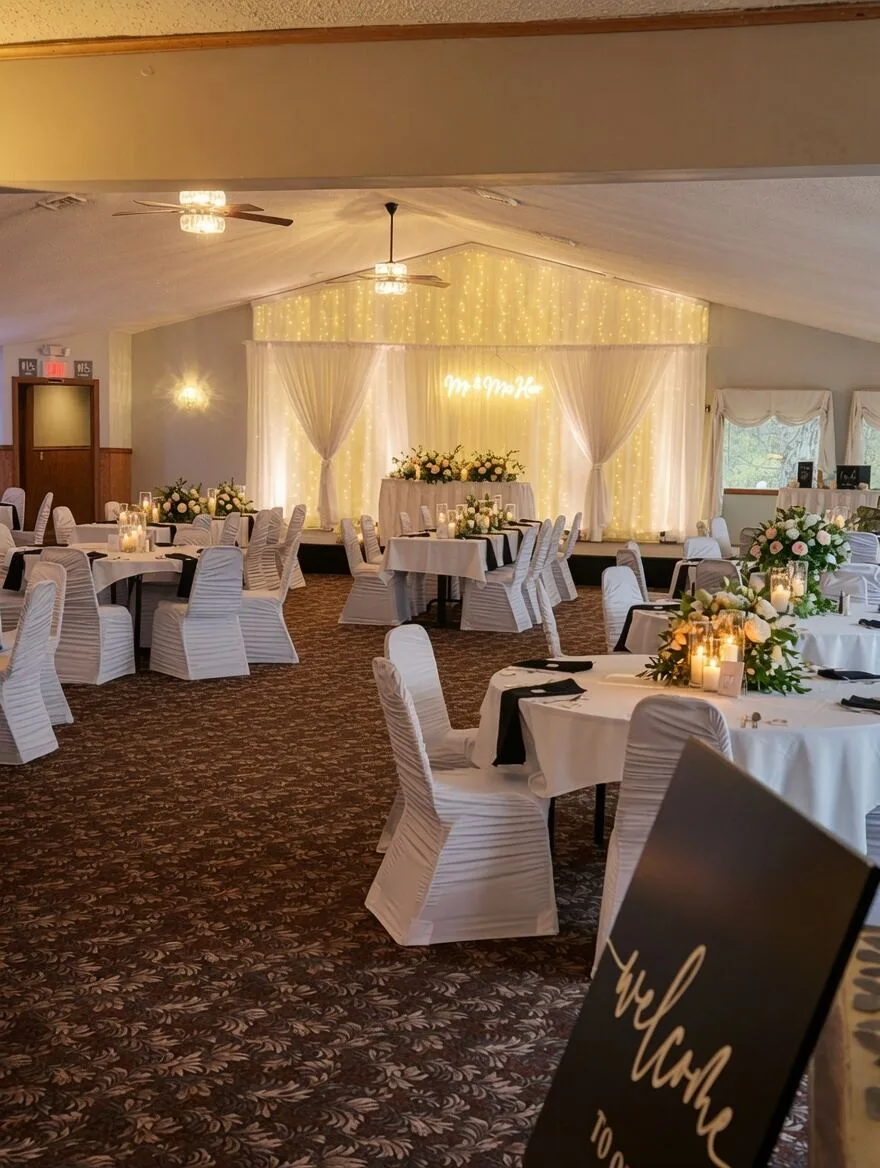 Wedding reception setup at The Holland Willows banquet hall